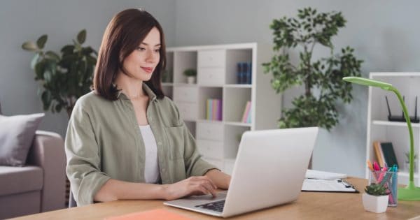 Woman working on a laptop