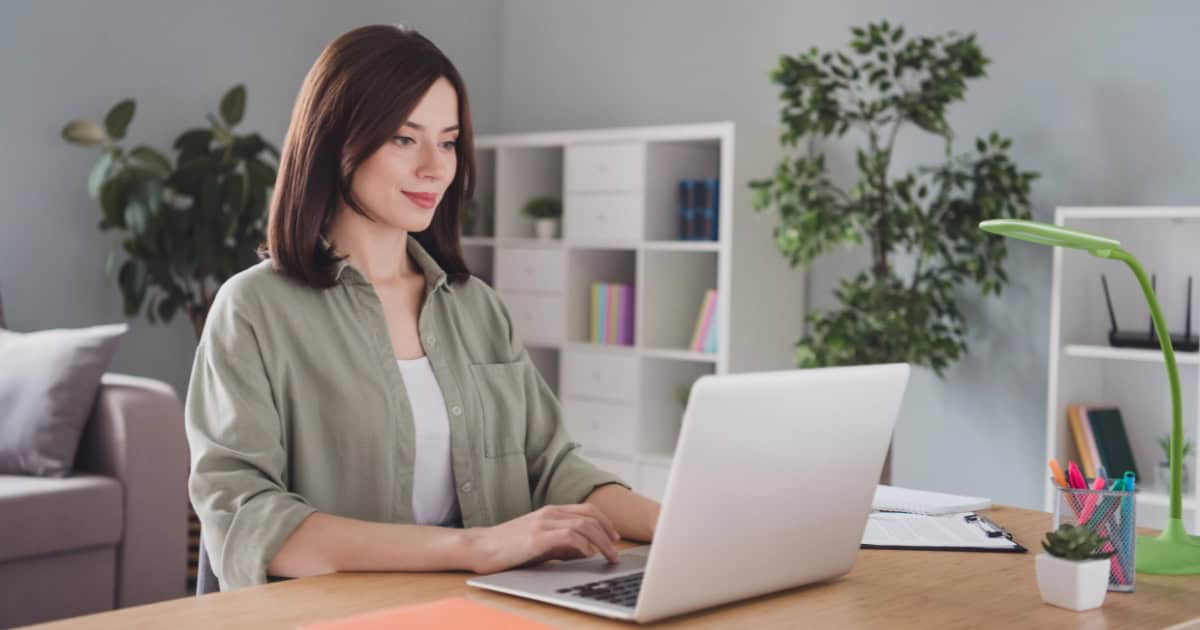 Woman working on a laptop